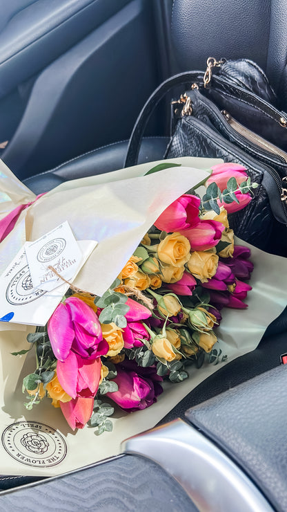 20 Tulipanes y mini rosas bouquet