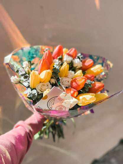 20 Tulipanes y mini rosas bouquet