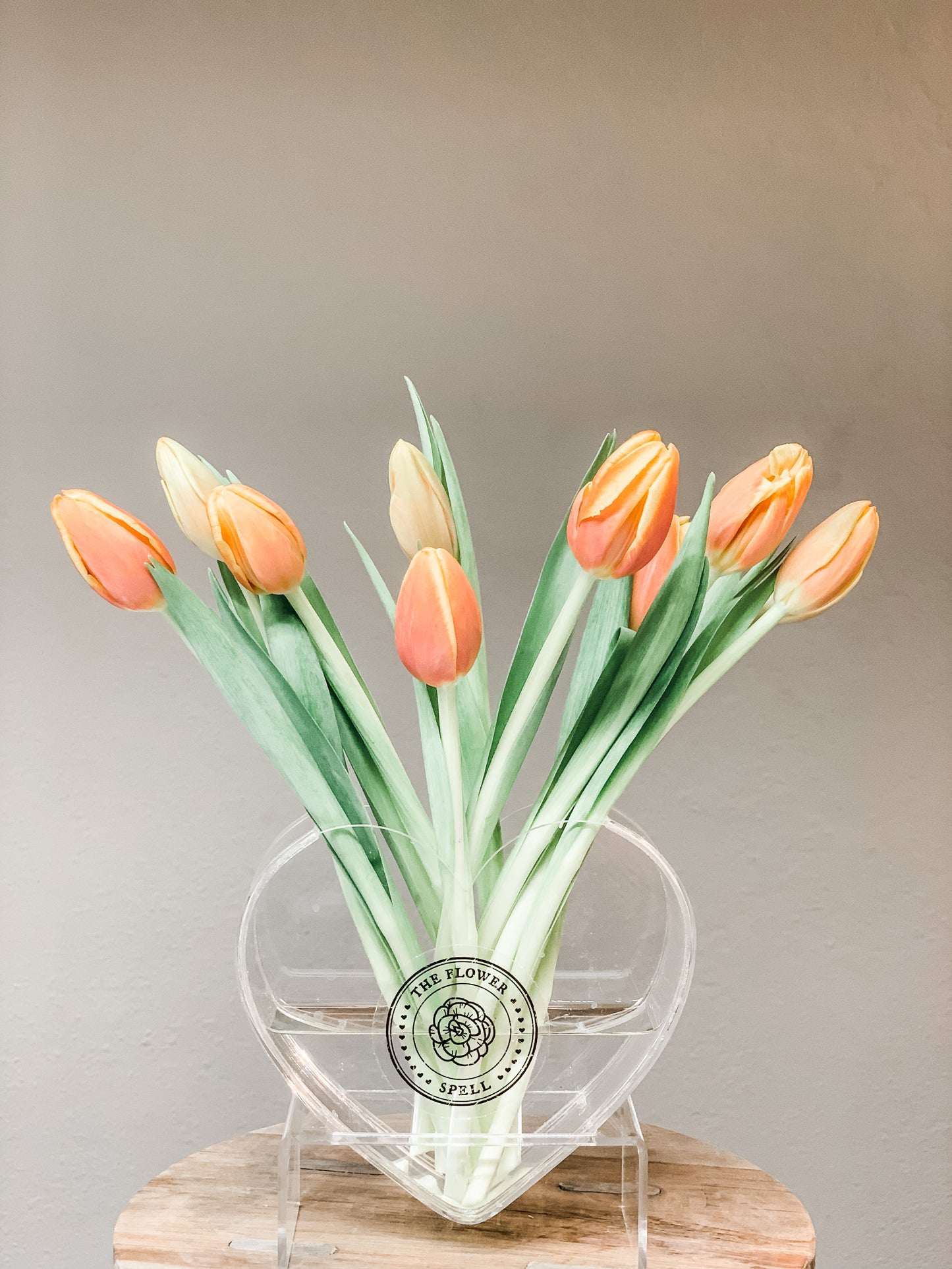 Heart shaped vase Tulips