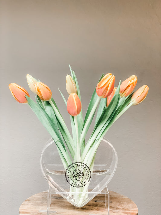 Heart shaped vase Tulips
