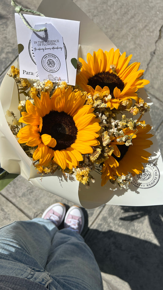 Girasoles y statice